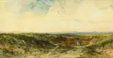 Extensive landscape with figures on a path Signed and dated 53 Oil by Edmund John Niemann, Oil on panel, offered Mar 2020