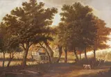 Farm buildings in a wooded landscape with a horse and by Sir George Beaumont, 7th Baronet, Oil on canvas, offered Mar 2020