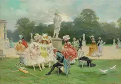 Dans les Jardins des Tuileries by Lucius Rossi, 1901, Oil on canvas, sold Mar 2020