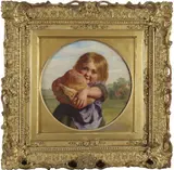 Staff of life Signed with initials Oil by George Augustus Holmes, Oil on canvas, painted and framed as a roundel, sold Mar 2020