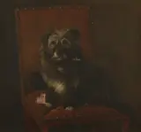 Portrait of a terrier on a chair Signed and dated 1886 Oil by Lucy Waller, 1886, Oil on canvas, sold Mar 2020
