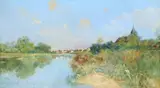 Environs de Montereau Signed Oil by Edmond Yon, Oil on canvas, sold Mar 2020