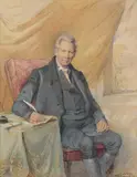 Portrait of a gentleman in a black coat and knee britches by George Richmond, 1833, Watercolour and pencil, heightened with bodycolour, sold Mar 2020