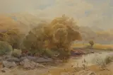 River landscape with cattle by Joseph Charles Reed, watercolour, sold Mar 2020