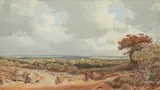 A view near Monstead in the New Forest by William Turner of Oxford, Watercolour, sold Mar 2020