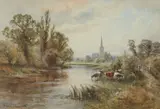 View near Salisbury Signed and titled Watercolour 24 by Henry John Kinnaird, Watercolour, sold Mar 2020