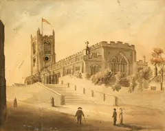 Three town views by John Heaviside Clark, pen, ink, wash and watercolour, offered Nov 2014