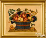 theorem of a basket of fruit by David Y. Ellinger, oil on velvet, sold Oct 2022