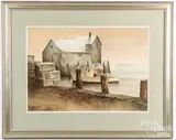 harbor scene by Ray Hendershot, watercolor, sold Sep 2022