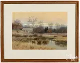 landscape by William Crothers Fitler, watercolor, sold Sep 2022