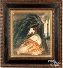 of mother and child by Joseph Stella, watercolor and gouache, sold Sep 2022
