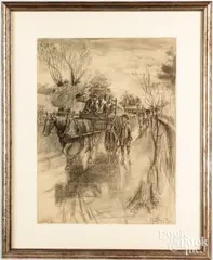 illustration by Stanley Massey Arthurs, charcoal, sold Sep 2022