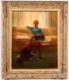 portrait of mother and son by Arthur Kaufmann, oil on canvas, sold Aug 2022
