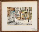 Parisian street scene by Henry Gasser, watercolor, sold Aug 2022