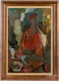 of a woman by Lydie Gerard, oil on board, sold Aug 2022