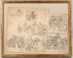 study of musicians by Bernard Gussow, pencil, sold Jul 2022