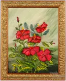 floral still life. by Janet L. Munro, oil on canvas, sold Jul 2022