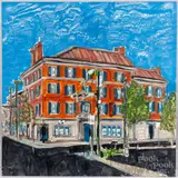 titled verso The Juice Factory by David Paul Ohlerking, oil on artist board, sold Jul 2022