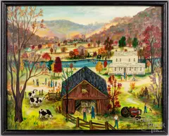 landscape by Janet L. Munro, oil on board, sold Jul 2022