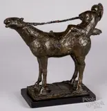 of a horse and rider titled On the Road to Damascus by Bruno Lucchesi, bronze, sold Jul 2022
