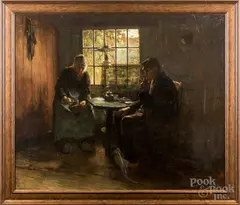 interior scene by Hendrik Valkenburg, oil on canvas, sold Jul 2022