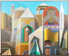 modernist work by Joseph Amarotico, oil on canvas, sold Jul 2022