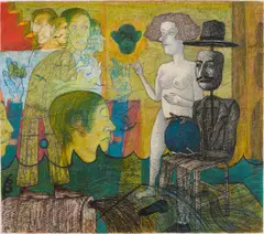 Untitled by Robert Joseph Warrens, gouache on paper titled ", sold Aug 2026