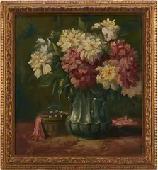 Untitled by Martin Rettig, oil on canvas floral still life painting, sold Aug 2026
