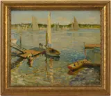 Untitled by John Rettig, oil on board impressionist painting, sold Aug 2026
