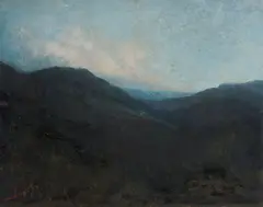 Untitled by Charles Krutch, oil on canvas laid to board, East Tennessee Smoky Mountain landscape painting. Signed ", sold Aug 2026