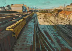 Untitled by Joe Parrott, oil on board, sold Aug 2026