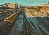 Untitled by Joe Parrott, oil on board, sold Aug 2026