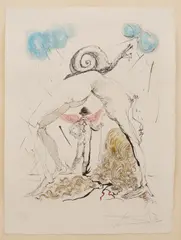 Untitled by Salvador Dalí, drypoint etching with hand coloring on Japon paper, sold Aug 2026
