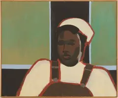 Untitled by Joanna Higgs Ross, acrylic on canvas portrait entitled ", sold Aug 2026