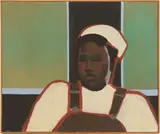 Untitled by Joanna Higgs Ross, acrylic on canvas portrait entitled ", sold Aug 2026