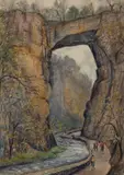 NATURAL BRIDGE PAINTING by Samuel Kagey Roller, watercolor on paper, sold Dec 2023