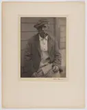 NEW ENGLANDER PHOTOGRAPHIC PORTRAIT by Doris Ulmann, platinum print on tissue paper depicting a man smoking a pipe, sold Dec 2023