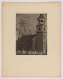 PENNSYLVANIA DUTCH COUNTRY GRAVEYARD PHOTOGRAPHIC IMAGE by Doris Ulmann, platinum print depicting a stone church with cemetery, sold Dec 2023