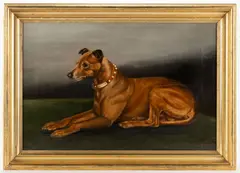 PAINTING OF A DOG by Edward Aistrop, oil on canvas, sold Dec 2023