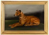 PAINTING OF A DOG by Edward Aistrop, oil on canvas, sold Dec 2023