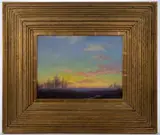 SUNSET LANDSCAPE by William Charles Baker, oil on board, sold Dec 2023
