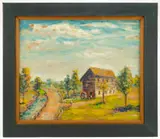 MILLER'S MILL LANDSCAPE PAINTING by Samuel B. Pratt, oil on board, sold Dec 2023