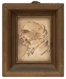 ATTRIBUTED, MINIATURE PORTRAIT SKETCH by Felix Thomas Sharples, ink on paper, sold Dec 2023