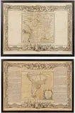MAPS OF SOUTH AMERICA AND FRANCE, LOT OF TWO by Louis Charles Desnos, hand-colored copper-plate engravings, sold Dec 2023