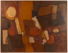 ABSTRACT COLLAGE by Walter Thrift, mixed media on board, sold Oct 2023