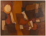 ABSTRACT COLLAGE by Walter Thrift, mixed media on board, sold Oct 2023