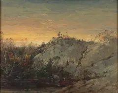 LANDSCAPE WITH FIGURES by William Louis Sonntag, oil on board, sold Sep 2023