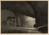 ARCH, MIDNIGHT by Martin Lewis, drypoint etching on paper, sold Sep 2023