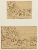 PARIS ICE SKATING GENRE SCENE SKETCHES, LOT OF TWO by Conrad Wise Chapman, ink on paper, sold Sep 2023