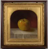 STILL-LIFE WITH APPLE by Samuel Raymond Fanshaw, oil on board, sold Sep 2023